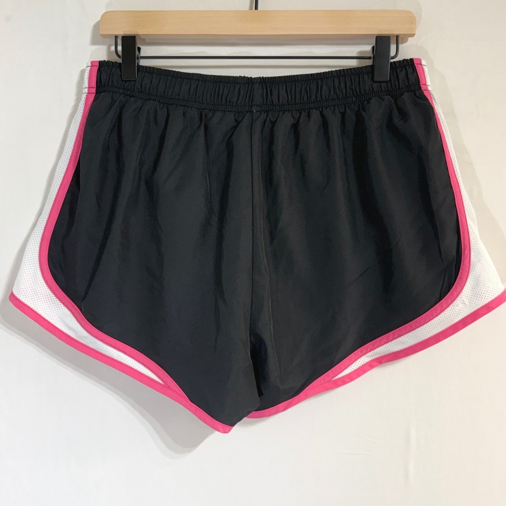 Bebe Sport Womens XL Black Pink White Mesh Panel Running Athletic Shorts - Picture 3 of 9
